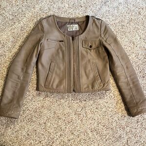 Leather tan mini jacket